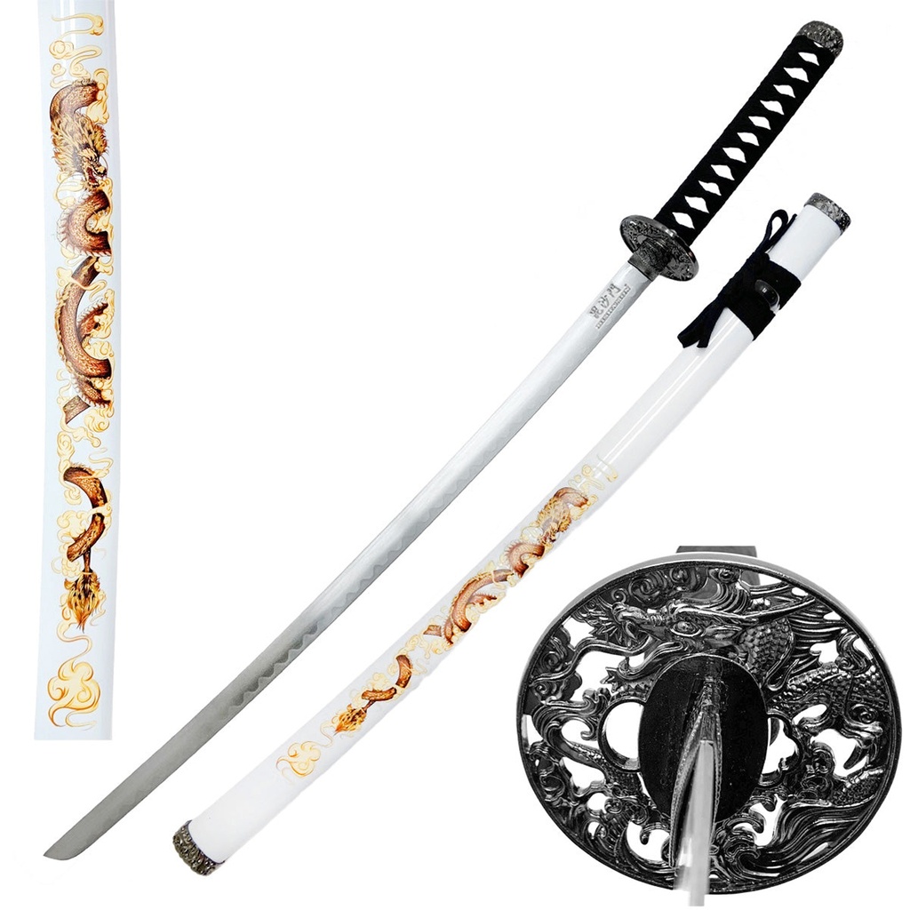 White Dragon Samurai Sword Plastic Scabbard