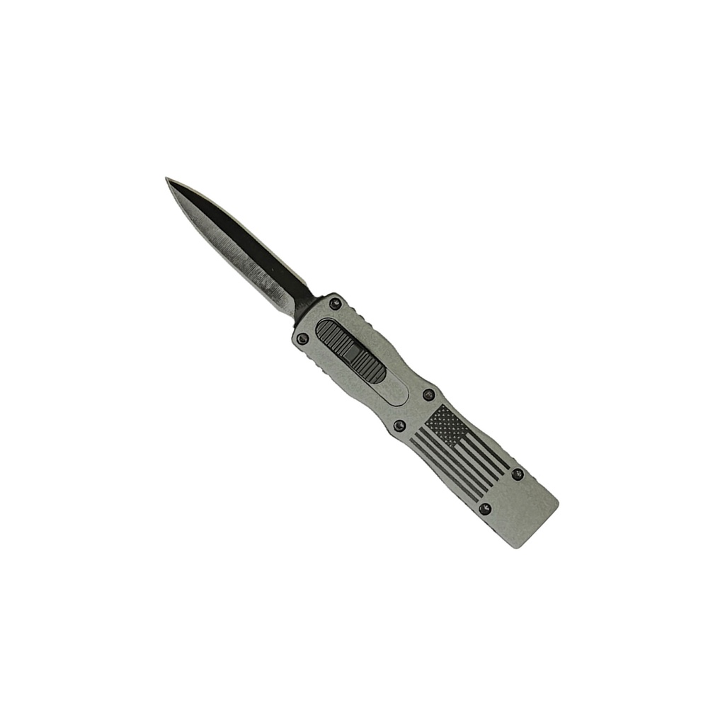 Flagborne Micro Double-Action OTF Knife - Grey USA Flag