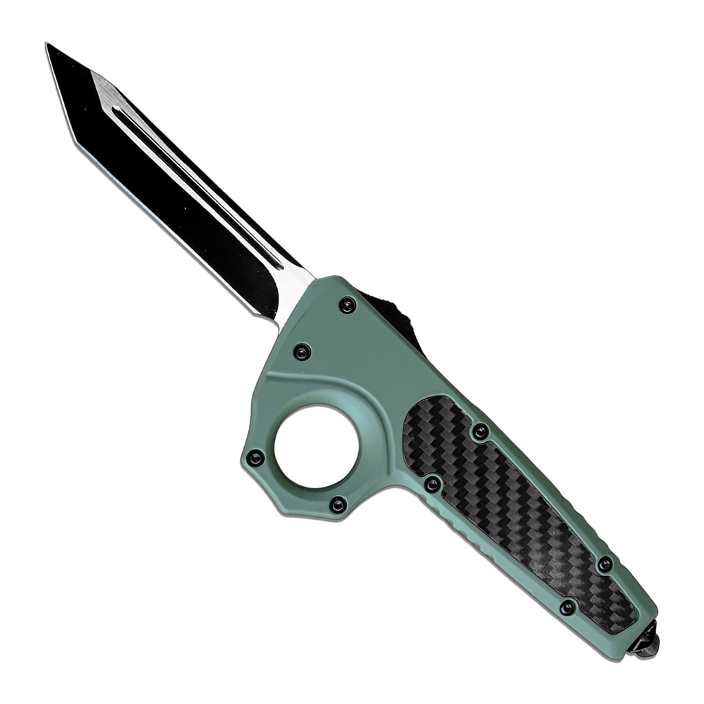 Ring-Control Rapid-Deploy OTF Knife - Green Alloy