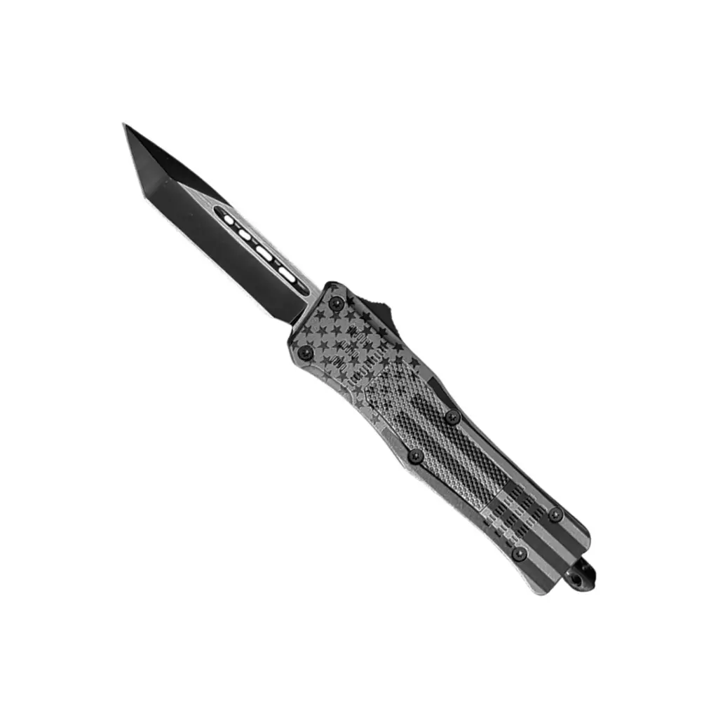 Covert Patriot Tactical OTF Knife - Gray Flag