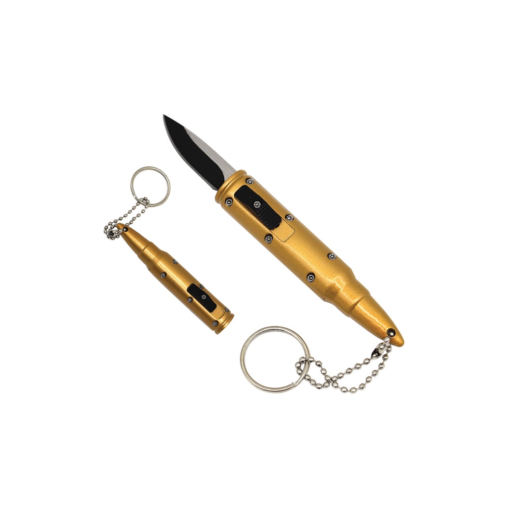 Bullet-Chain Stealth Mini OTF Knife - Gold Black