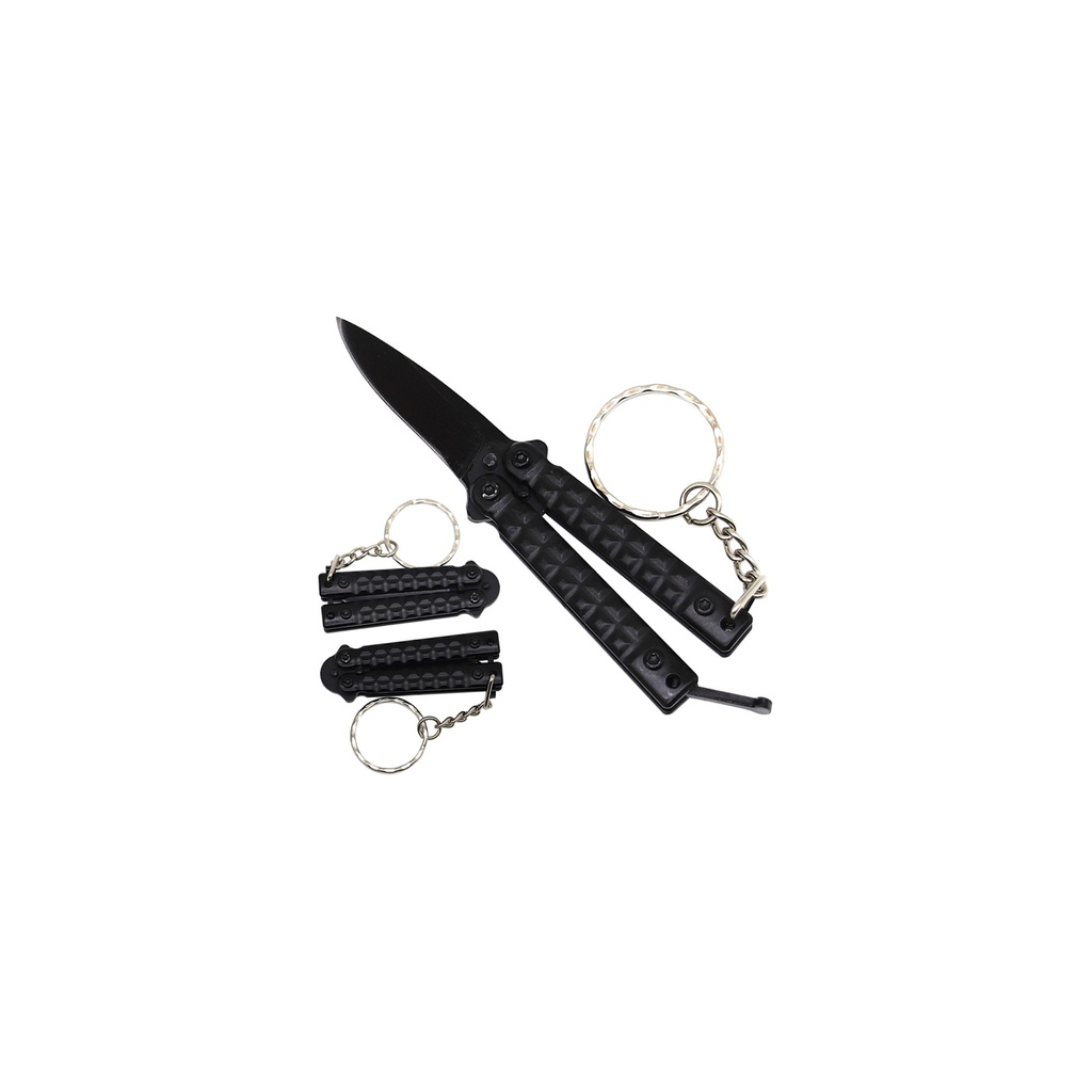 Shadow Flip Mini Butterfly Knife Keychain - Black