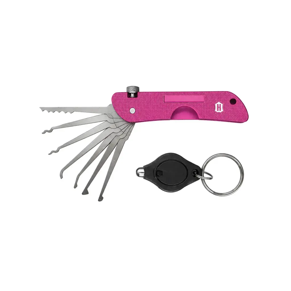 Pocket Precision Jackknife Lock Pick Set - Rose Red