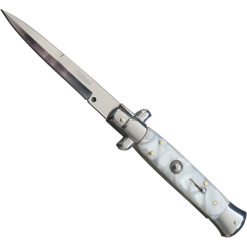 Marble Godfather Elegance Stiletto Switchblade - White Marble