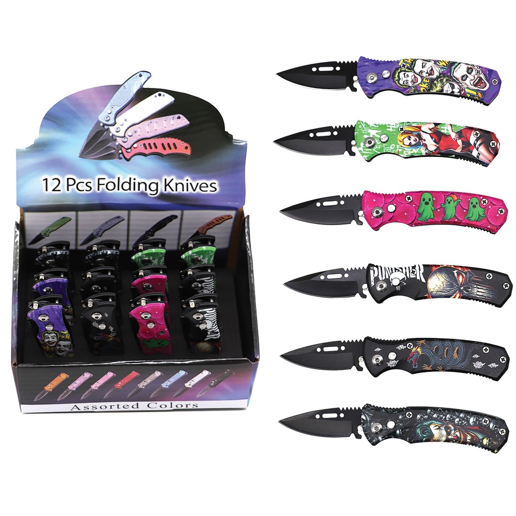 Hero Panel Display Set Mini Automatic Knives - Black Blade Aluminum