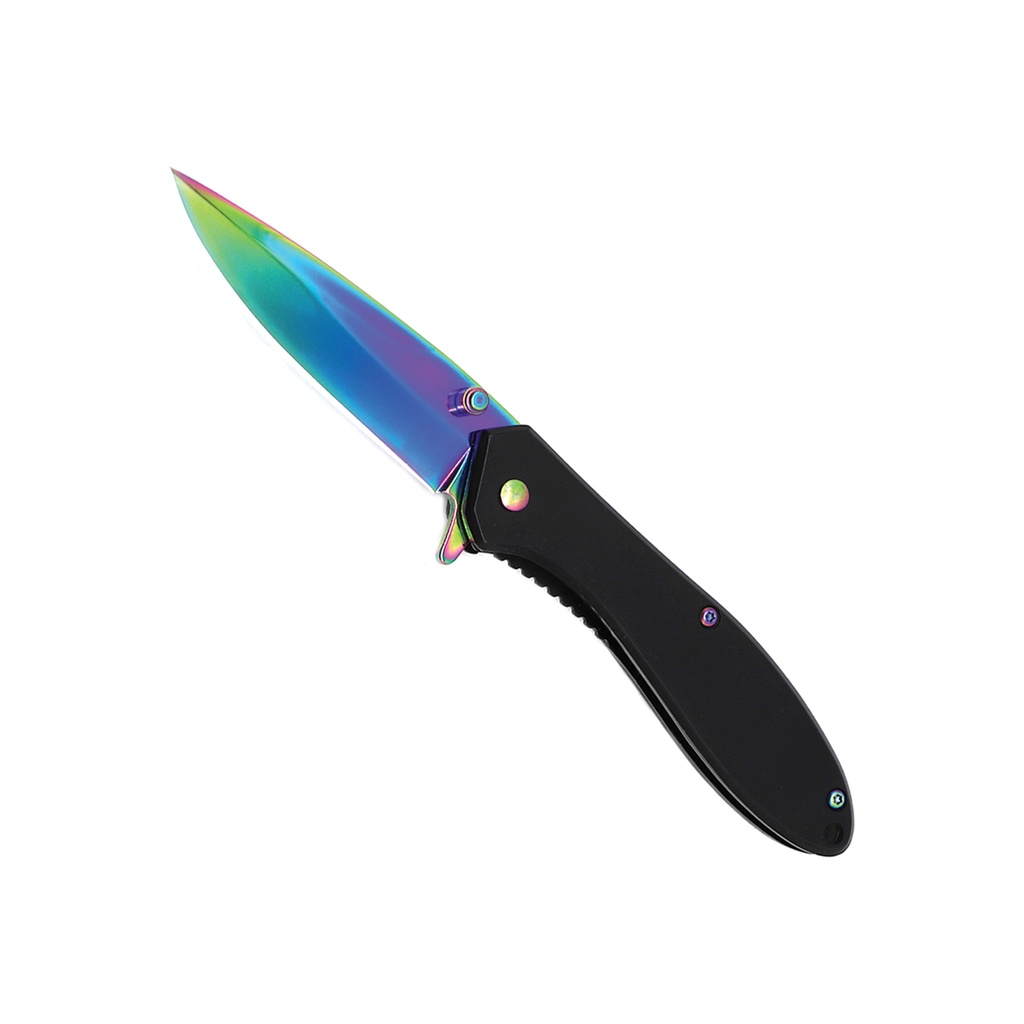 Chromatic Symphony Quick-Deploy Spring-Assisted Knife - Rainbow/Black