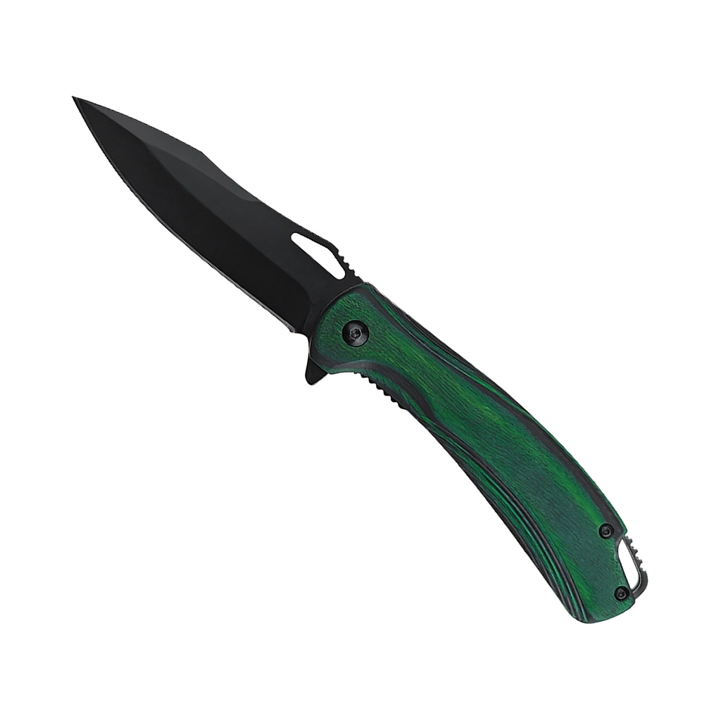 Emerald Edge Quick-Deploy Assisted Opening Knife - Green Wood