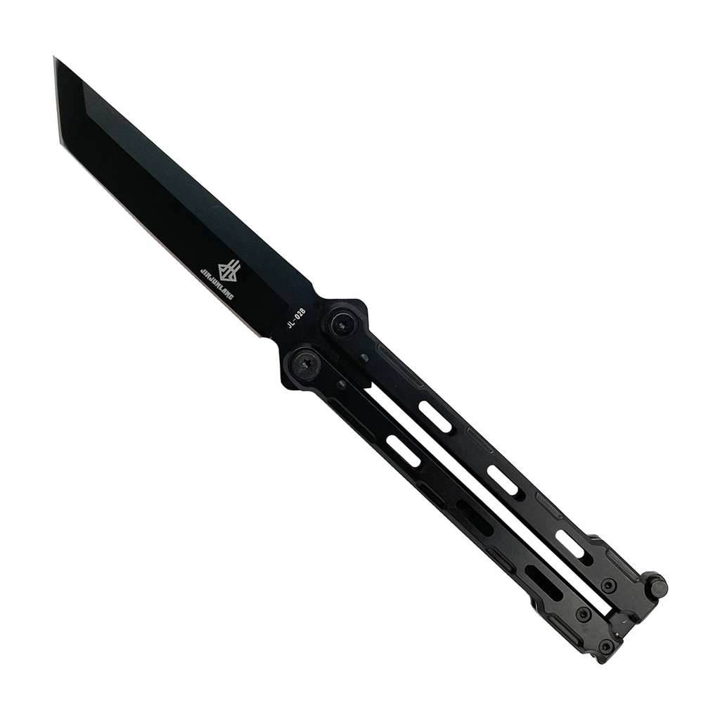 Shadow Pivot Tanto Butterfly Knife - Matte Black Steel