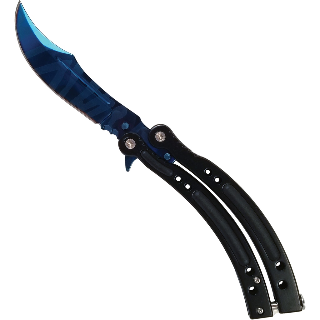 Neon Tide Game-Skin Butterfly Knife - Black/Blue