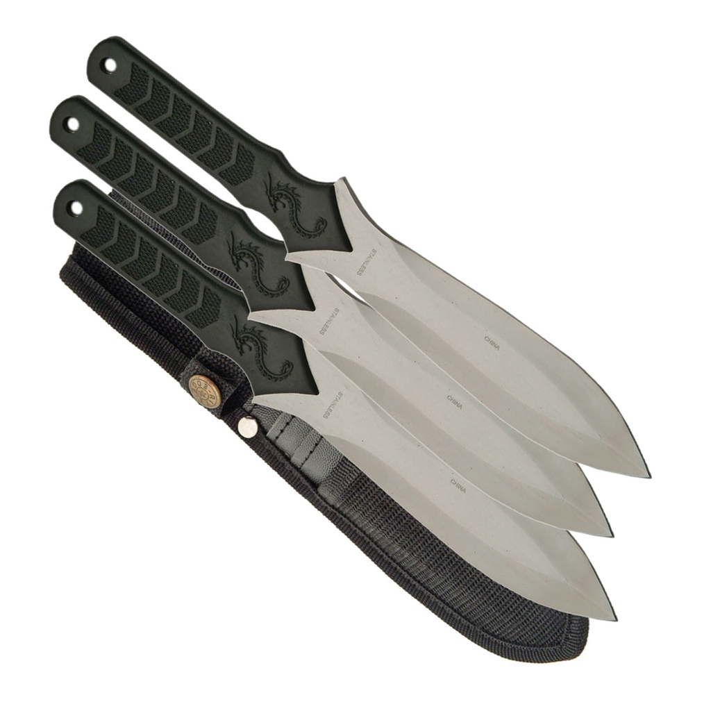 Dragon Crest True-Flight Throwing Knife Set - Black Steel
