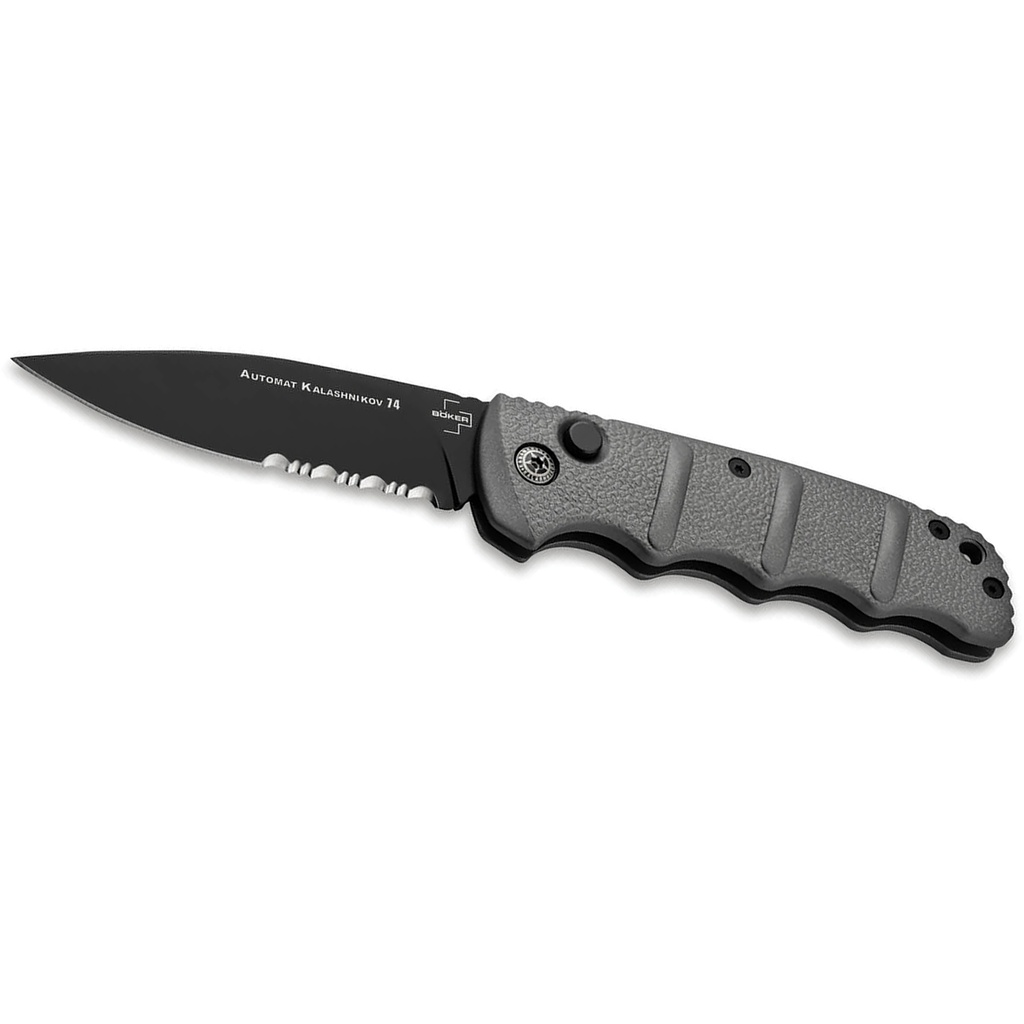 Rifle-Bred Quick-Deploy Automatic Knife - Grey Aluminum