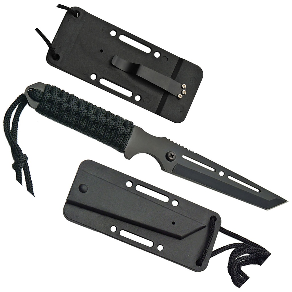 Stealth Tanto Quick-Deploy Neck Knife - Midnight Black