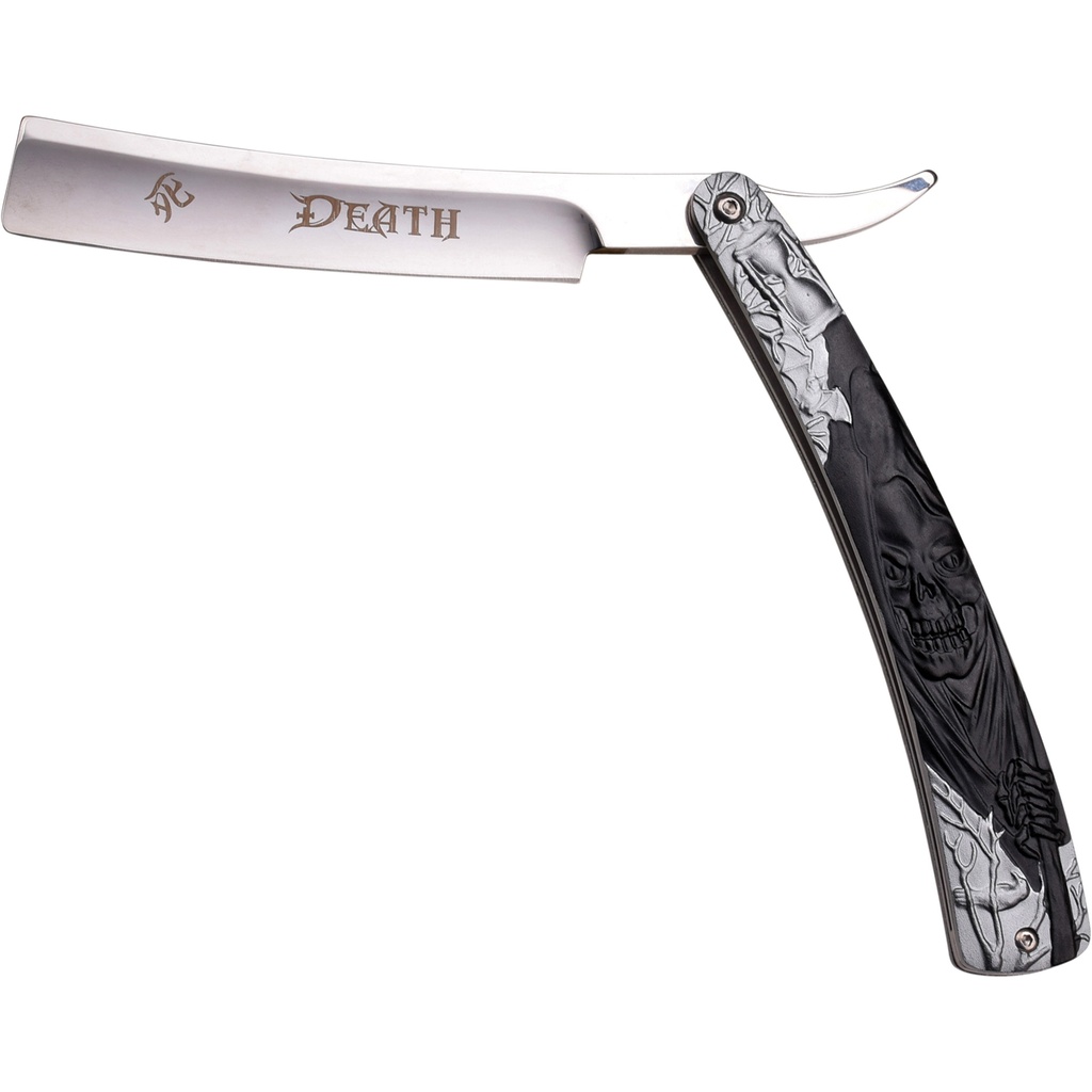 Reaper Script Straight Razor Folding Knife - Gray and Black