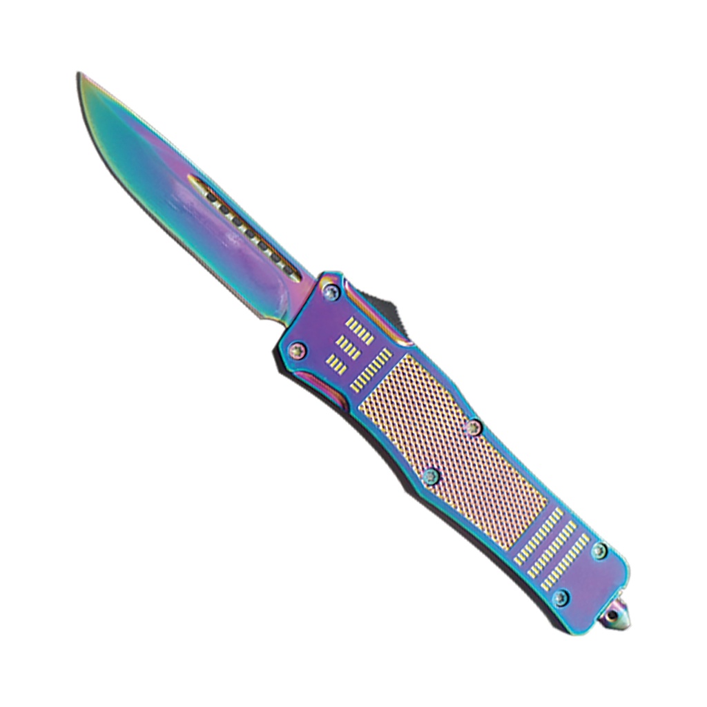 Neon Spectrum Operator OTF Knife - Rainbow Titanium