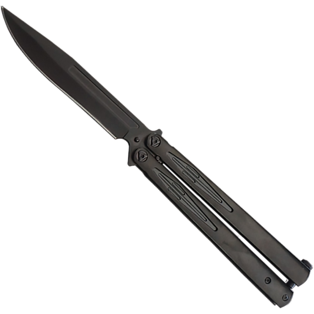 Midnight CNC Flow Butterfly Knife - Matte Black