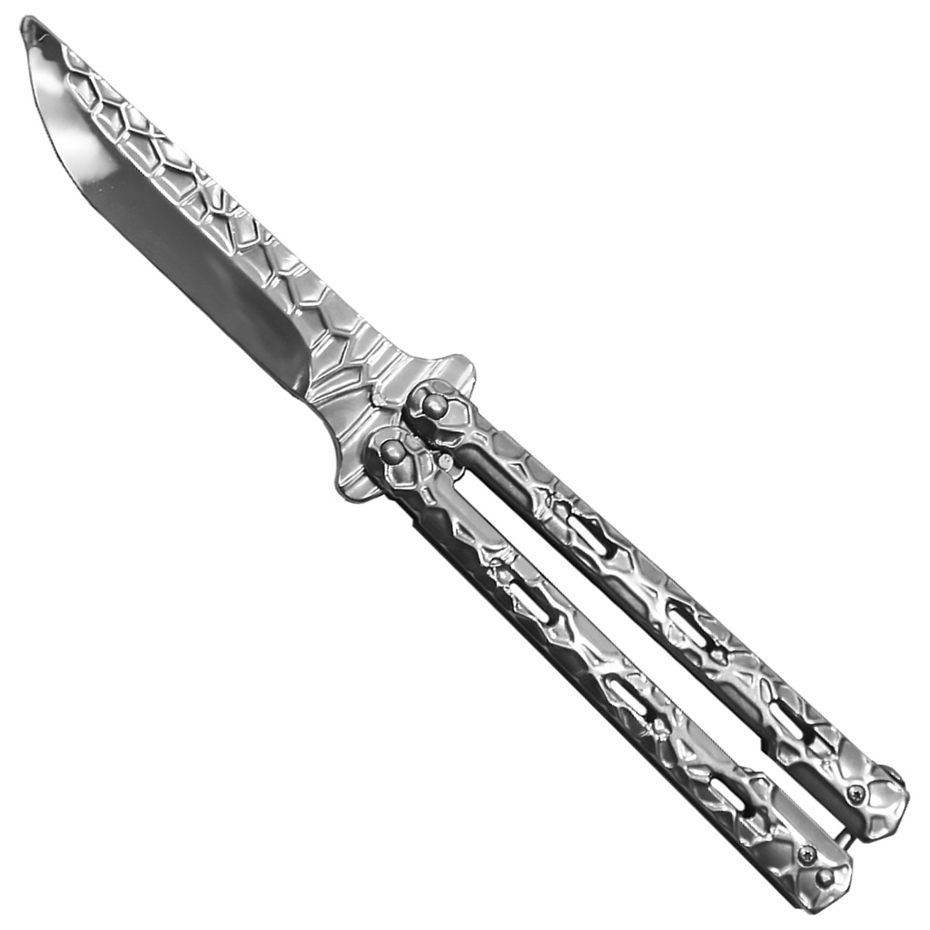 Metalliglide Safe-Flip Butterfly Trainer Knife - Silver Steel