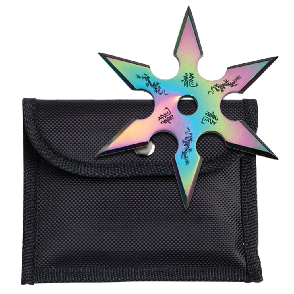 Prism-Balanced Six-Point Throwing Star - Rainbow Steel