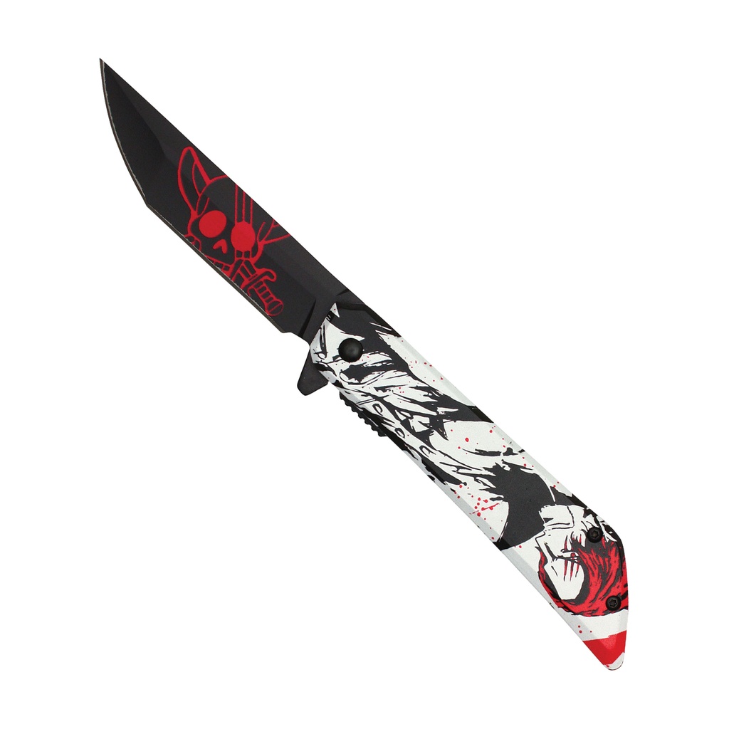 Red Hair Captain Quick-Deploy Assisted Pocket Knife - Black Graphic Steel