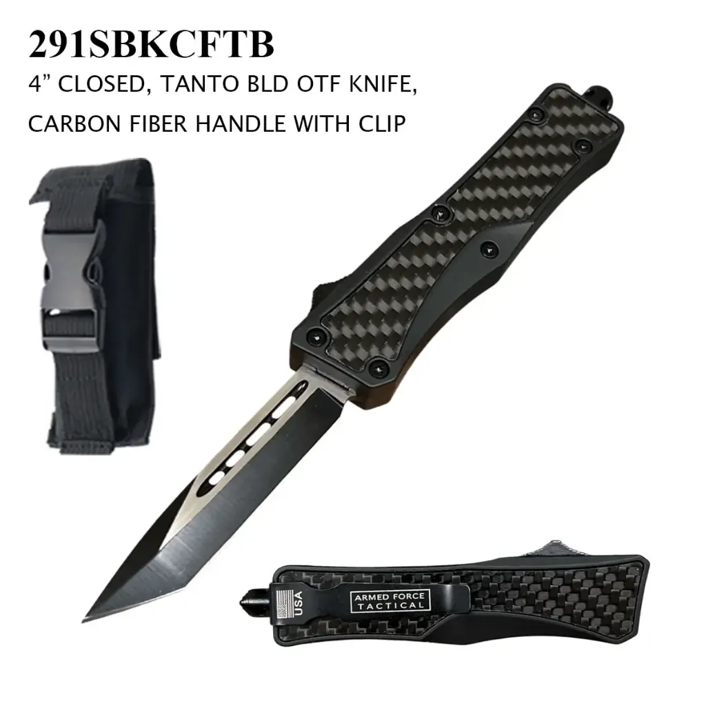 Stealth Vector Quick-Reset Double Action OTF Knife - Black Carbon Fiber