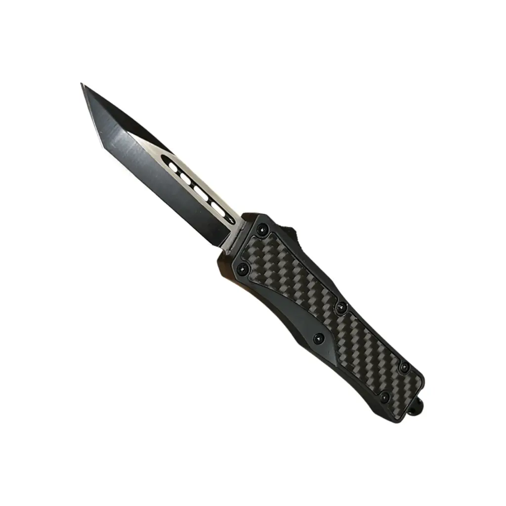 Stealth Vector Quick-Reset Double Action OTF Knife - Black Carbon Fiber