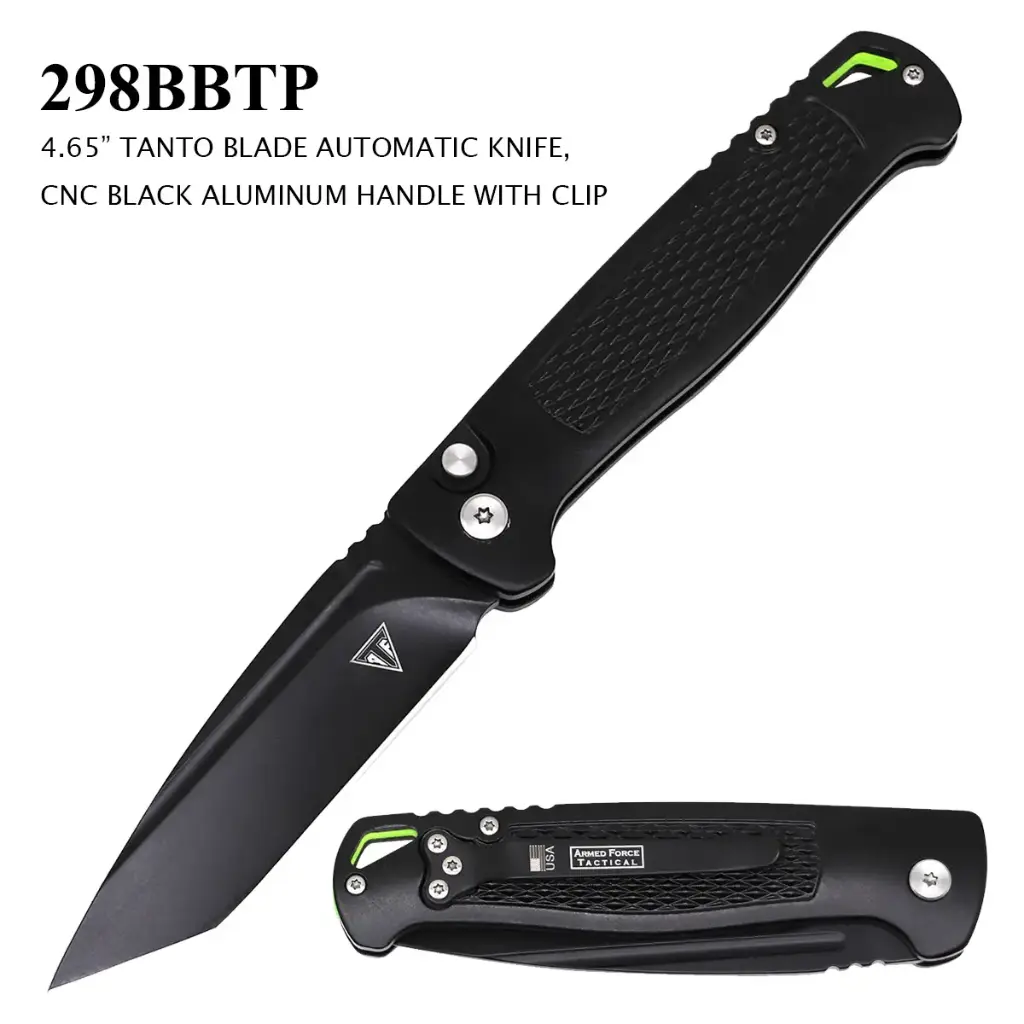 Signal Shadow Rapid-Deploy Tanto Automatic Knife - Black Aluminum