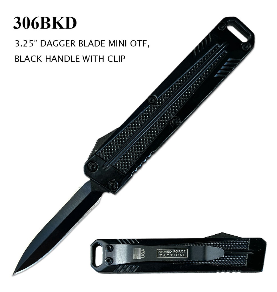 Stealth Grid Quick-Snap Double-Action OTF Knife - Matte Black