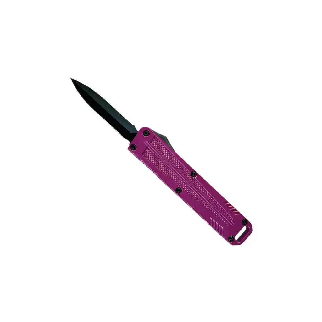 Violet Pulse Double‑Action Mini OTF Knife - Purple Aluminum