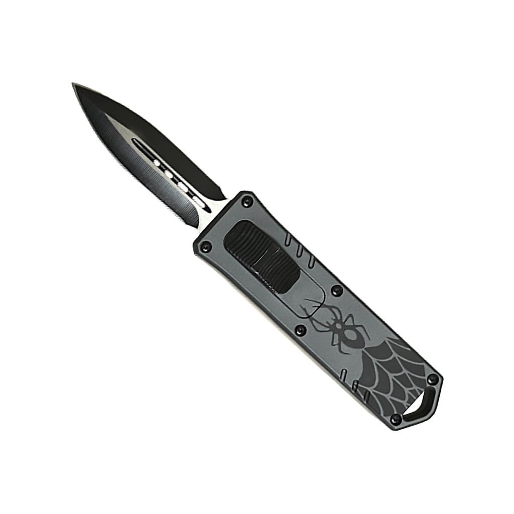 Webstrike Micro Front-Switch OTF Knife - Gray Spider Web