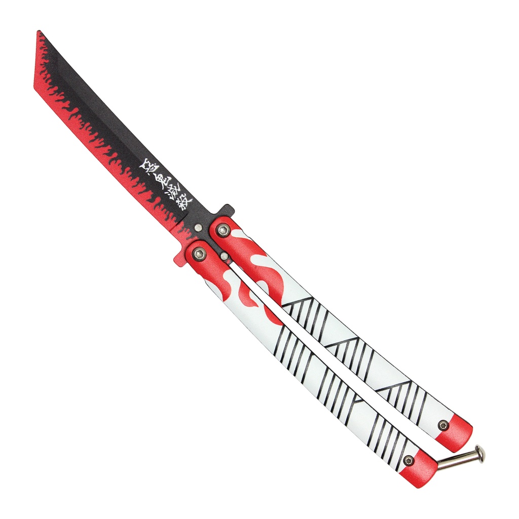 Flame-Katana Balance Butterfly Trainer Knife - Red/White Aluminum