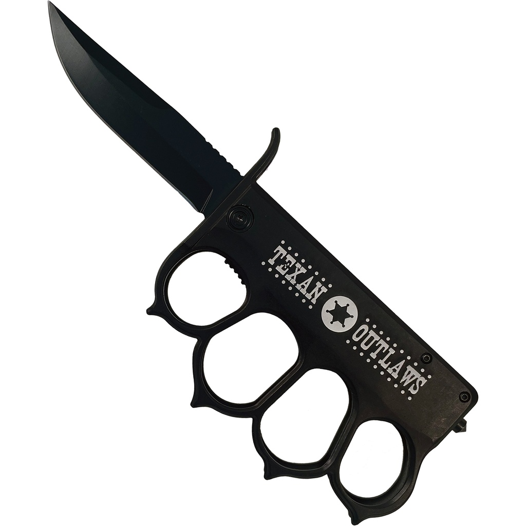 Lone Star Outlaw Quick-Deploy Knuckle Knife - Matte Black