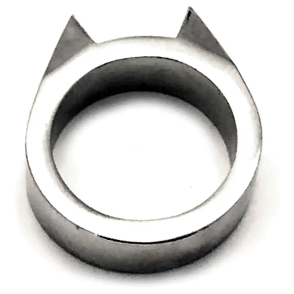 Cat-Ear One-Size Impact Defense Ring - Silver