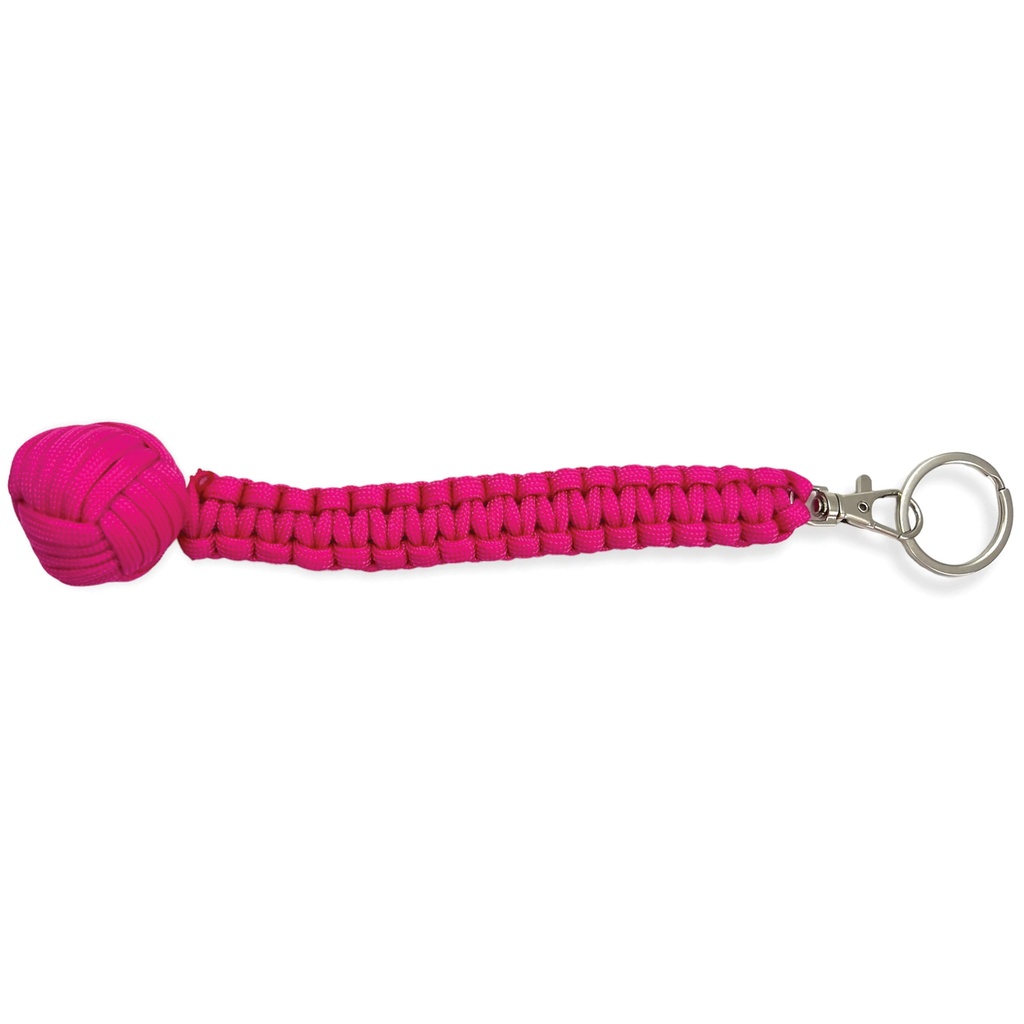Signal Knot Quick-Clip Monkey Fist Keychain - Deep Pink Paracord