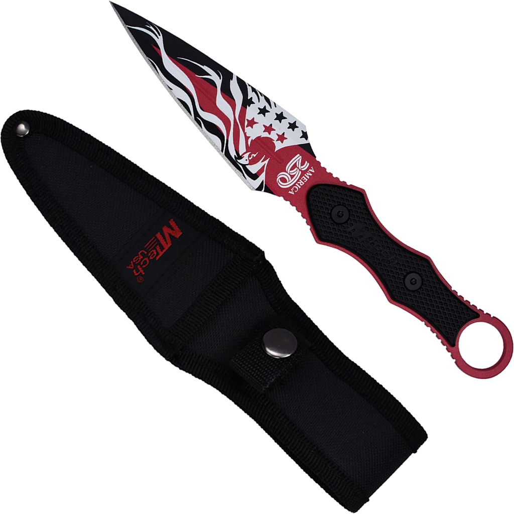 America Ring Patriotic Fixed Blade Knife - Red Nylon
