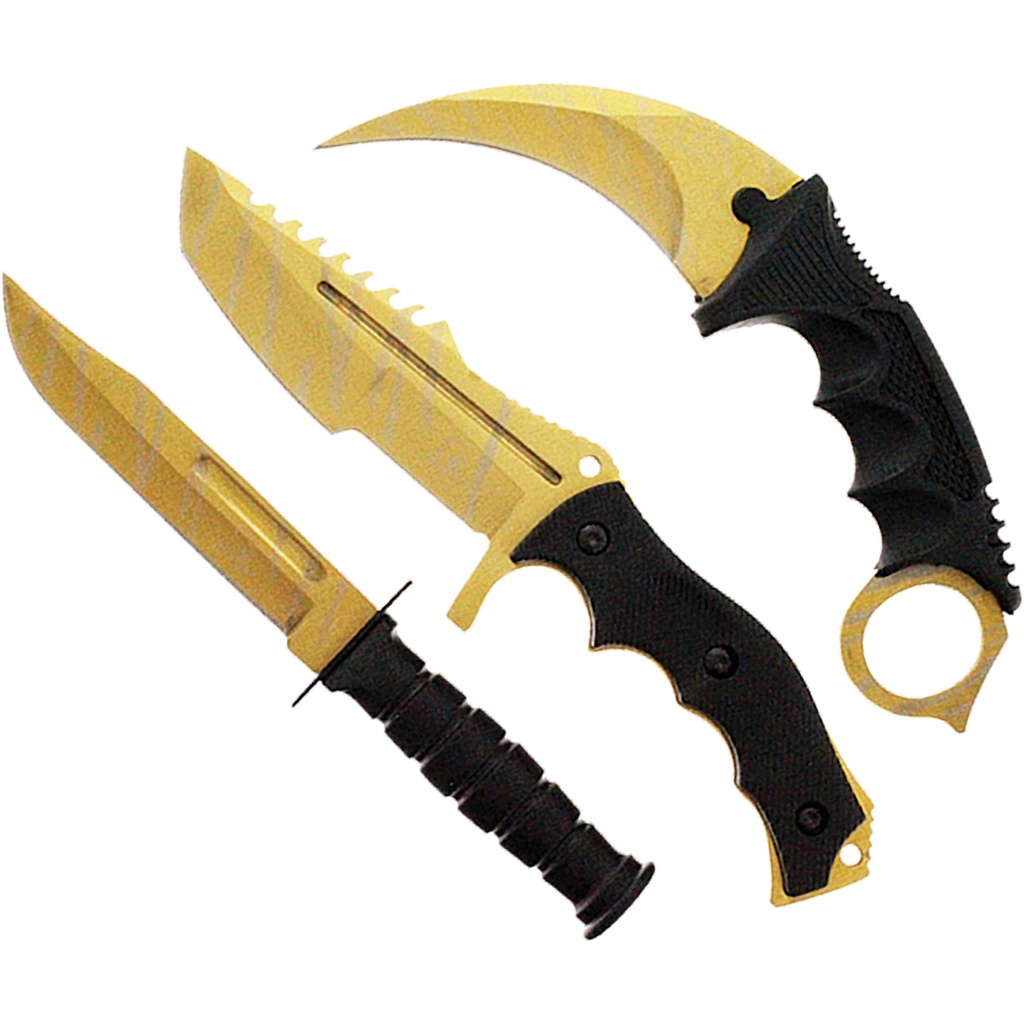 Golden Talon Trinity Tactical Knife Set - Gold Blades