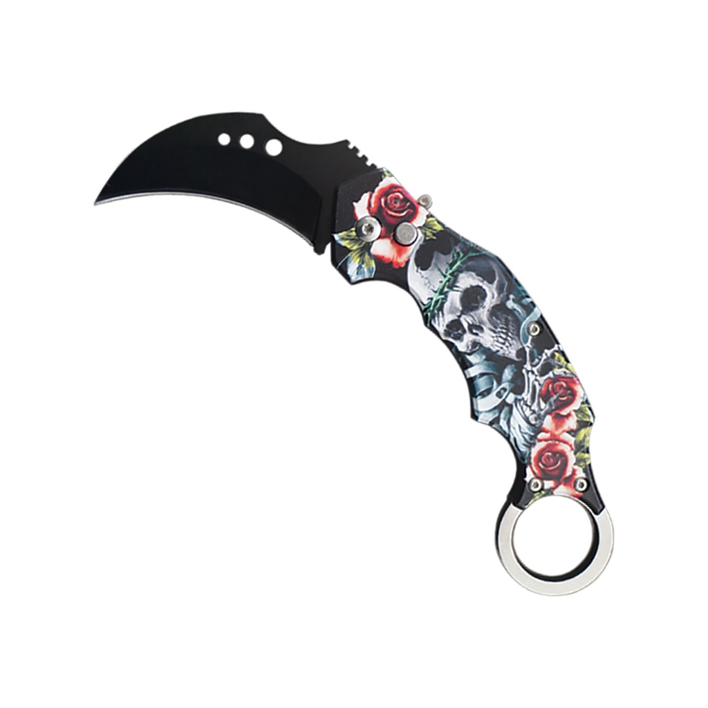 Memento Rose Quick-Deploy Automatic Karambit Knife - Matte Black