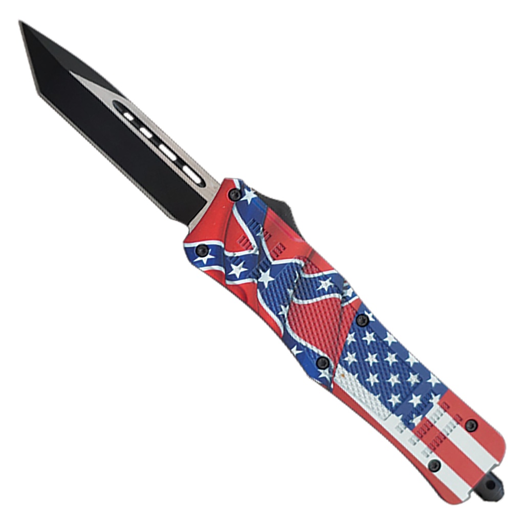Divided Banner Patriot OTF Knife - Flag Aluminum