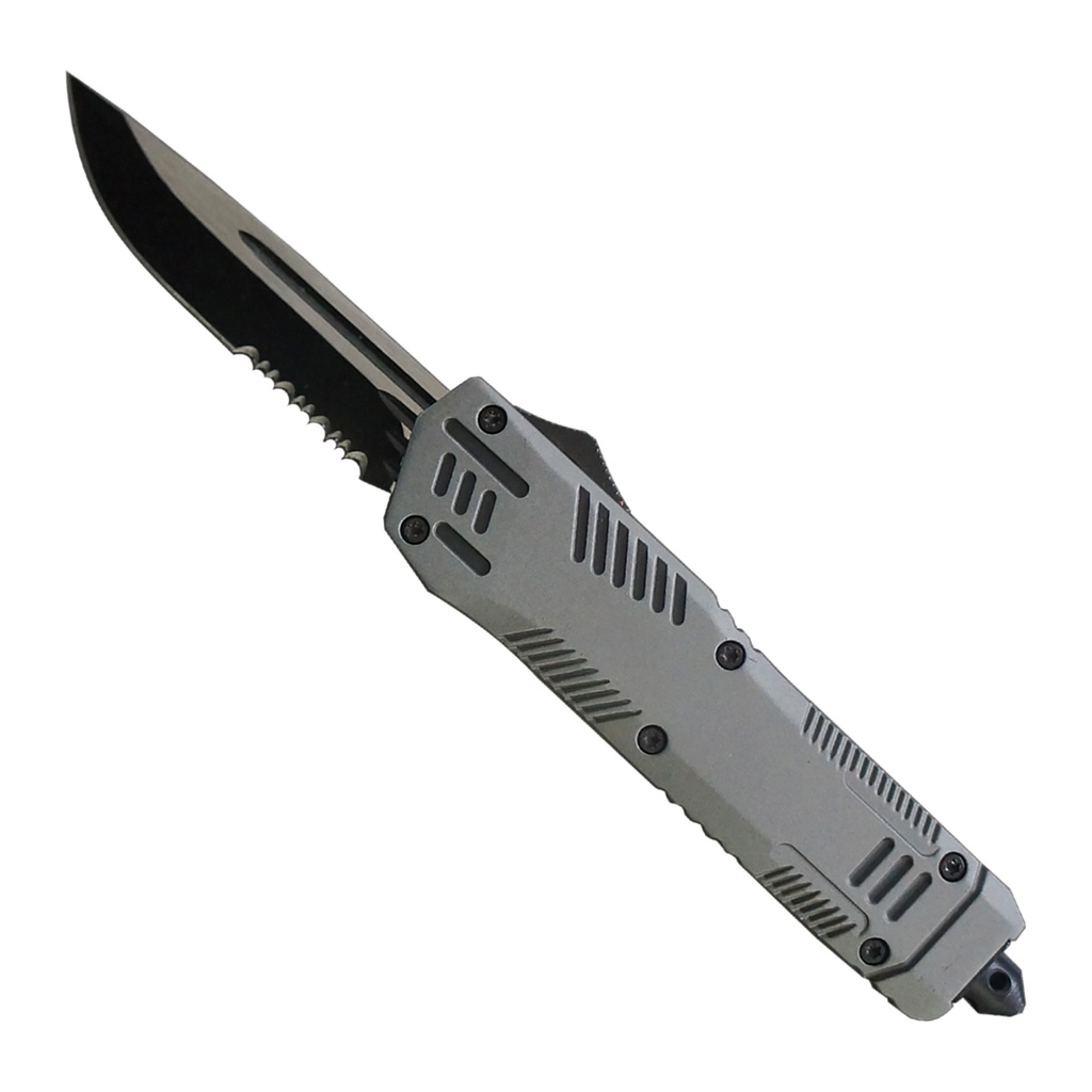 Android Interface Double-Action OTF Knife - Gray Aluminum