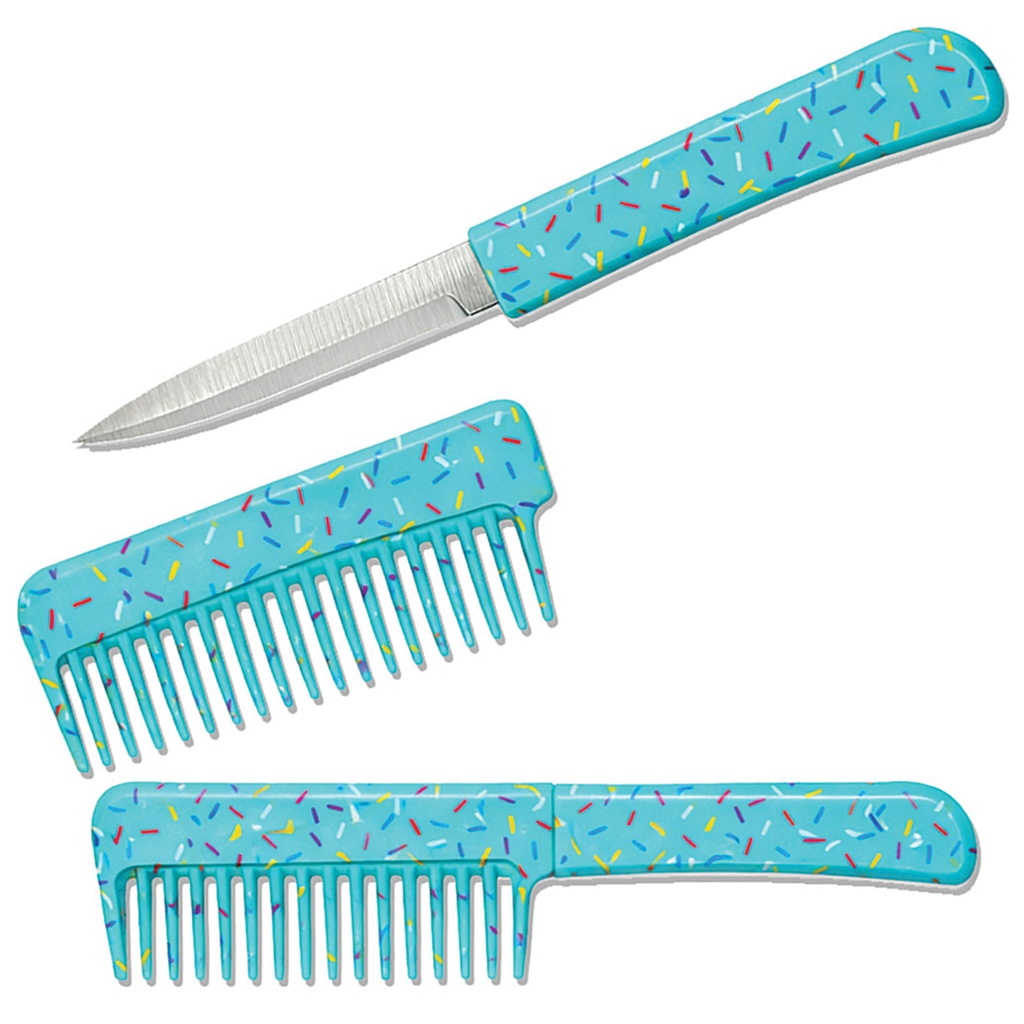 Candy Concealment Hidden Fixed Blade Knife - Turquoise Sprinkles