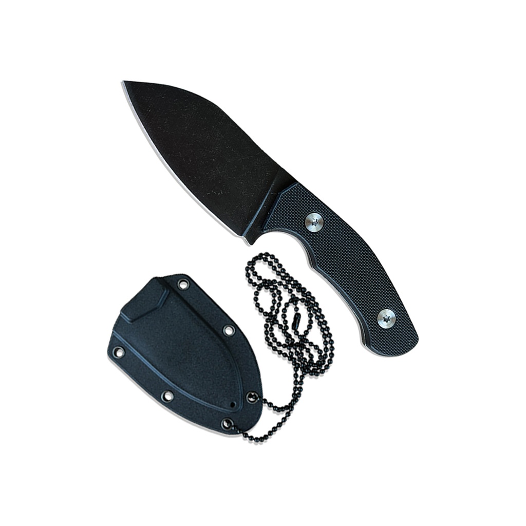 Shadowline Covert Neck Fixed Blade Knife - Midnight Black