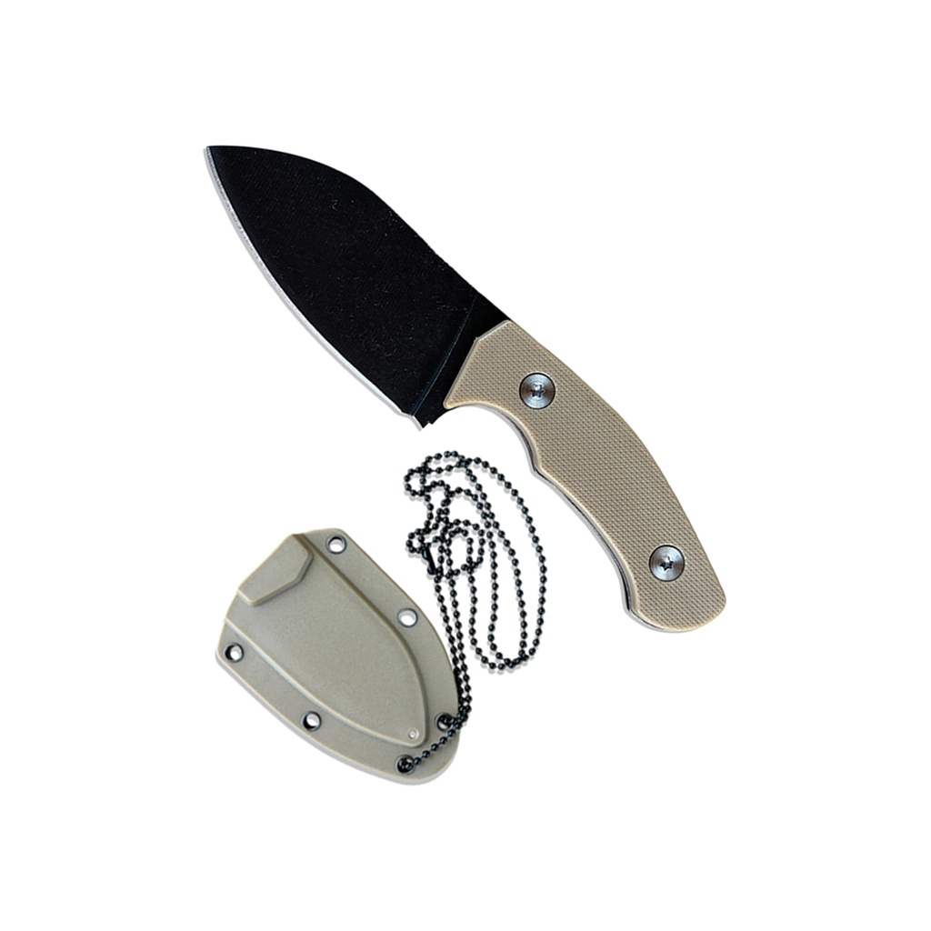 Covert Companion Neck Carry Fixed Blade Knife - Tan Black