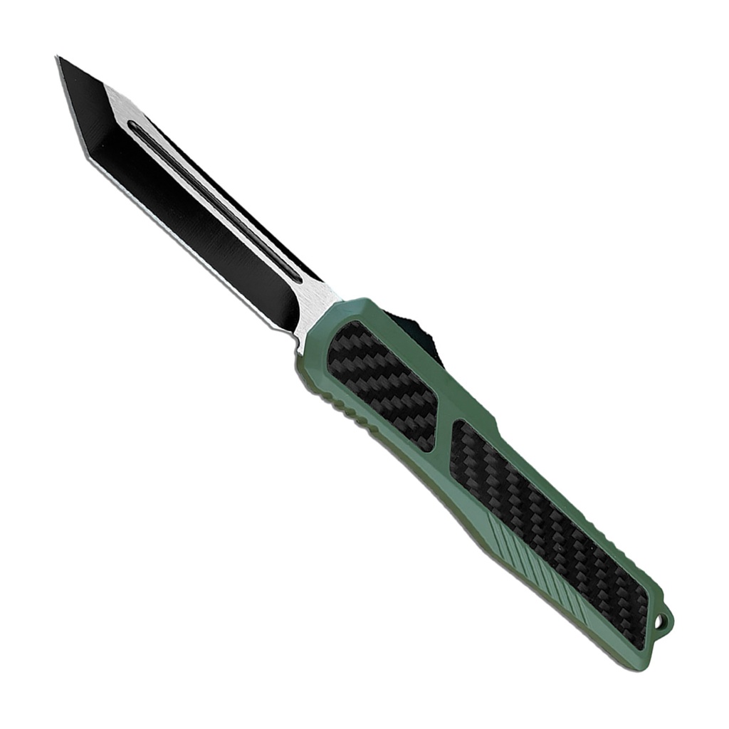 Carbon Charge Tactical OTF Knife - Green Carbon Fiber