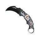 Rebel Skull Quick-Deploy Karambit Knife - Matte Black