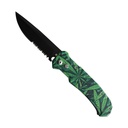 SAMPLE -Leaf-Lock Quick-Deploy Automatic Knife - Green Leaf Handle