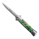 SAMPLE - Emerald Leaf Quick-Deploy Stiletto Switchblade - Black Wood