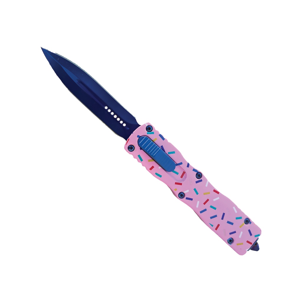 Sprinkle Surge Front-Switch OTF Automatic Knife - Pink Sprinkle