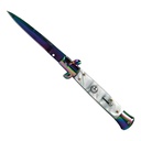 Marble Mirage Collector Stiletto Automatic Knife - White Marble/Rainbow