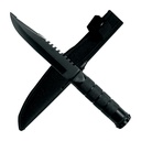 Ridge-Guard Serration-Spine Fixed Blade Knife - Matte Black