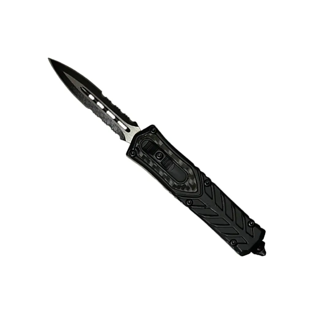 Tactical Shadow Dagger OTF Knife - Black Carbon Fiber