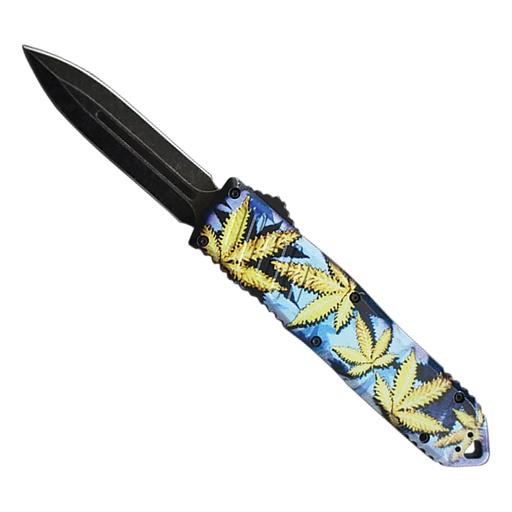 Emerald Leaf Symmetry Double Edge OTF Knife - Stonewash Steel