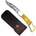 Heritage Damascus Field Folding Knife - Bone Handle